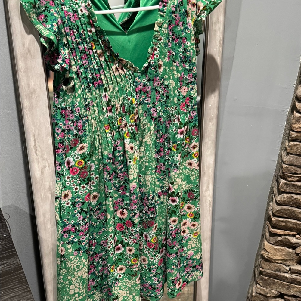Julia Jordan Green Floral Dress Midi